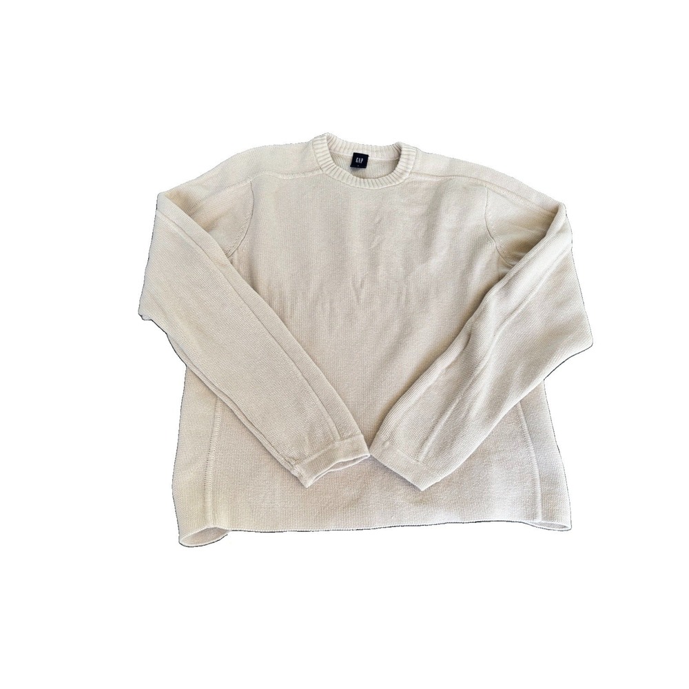 Gap Sweater Mens Small Beige Pullover Preppy Casual 100% Cotton Streetwear